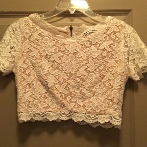White lace crop top